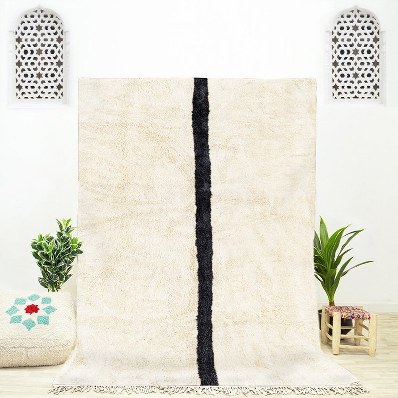 white and black Mrirt carpet| soft wool |customize your size| moroccan rug