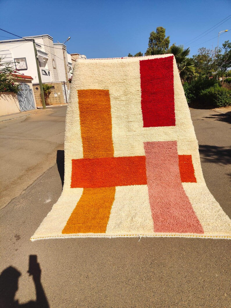 multicolore azilal carpet| soft wool |customize your size| moroccan rug