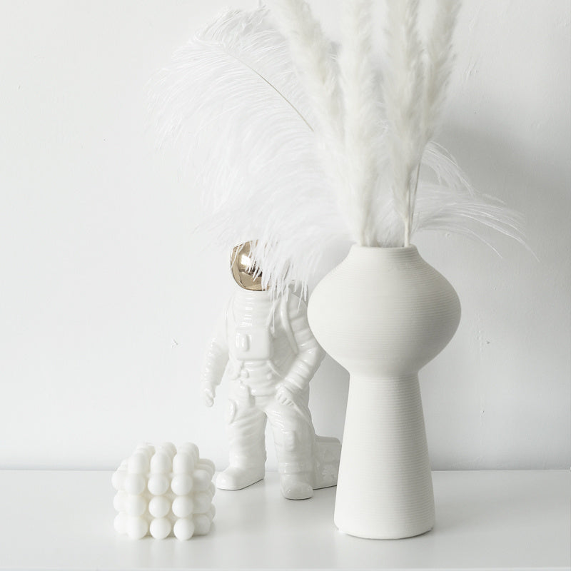 Simple Chinese Style Plain White Ceramic Vase, Elegant Hong Pattern Vase