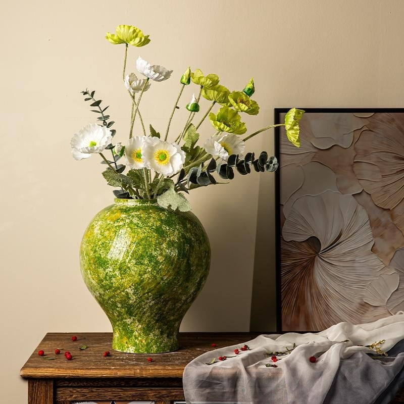 Ceramic Vase Soda Green Stoneware Vase Vintage Jar