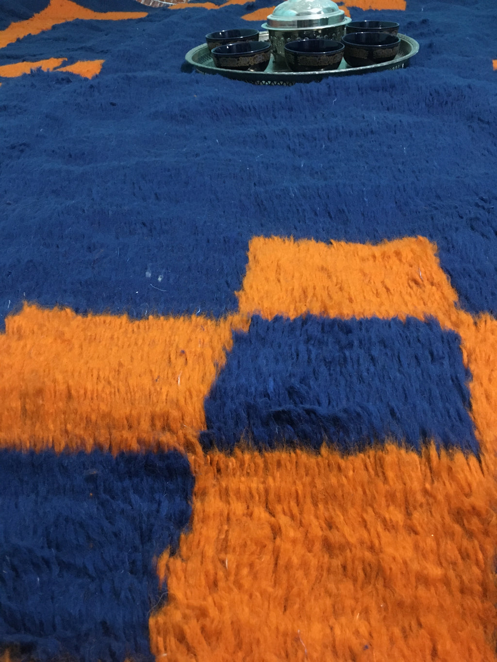 Blue and orange moroccan rug 250cmx150cm