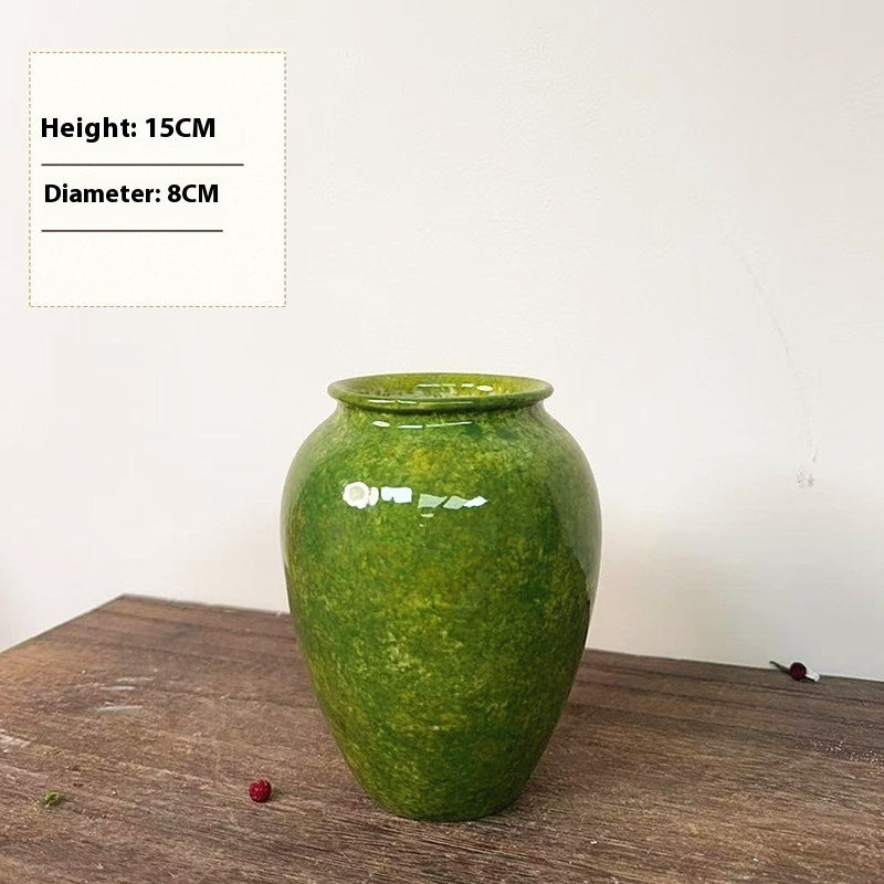 Ceramic Vase Soda Green Stoneware Vase Vintage Jar