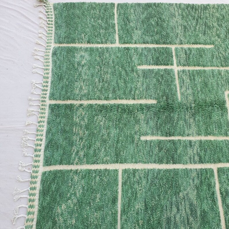 Green azilal carpet| soft wool |customize your size| moroccan rug