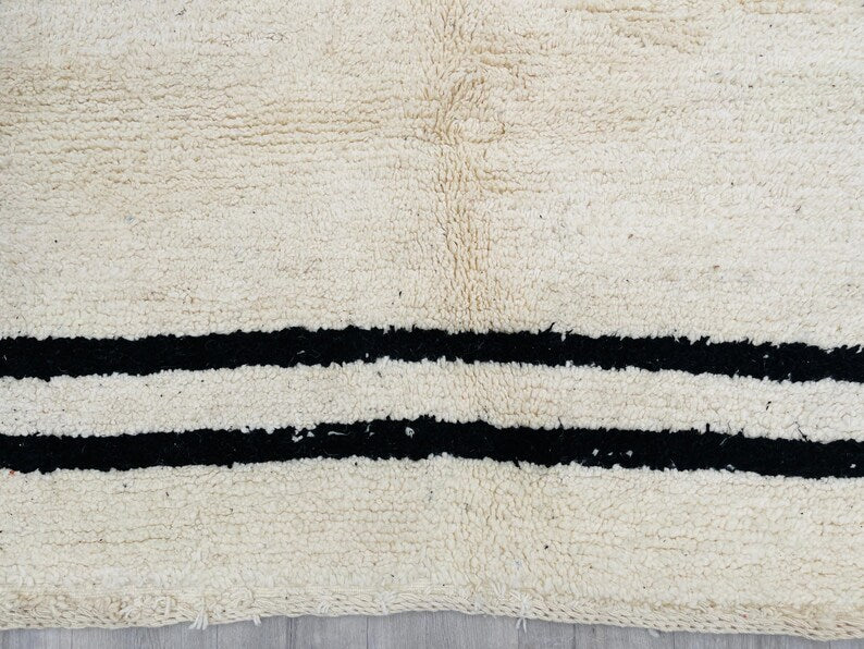 White and black rectangle carpet| soft wool |customize your size| moroccan rug