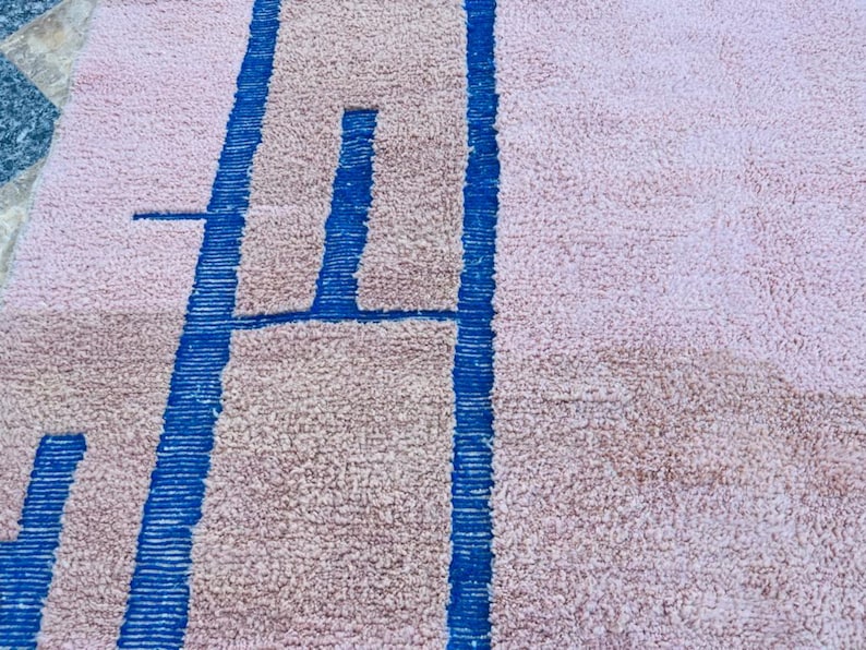 Pink/blue mrirt carpet| soft wool |customize your size| moroccan rug
