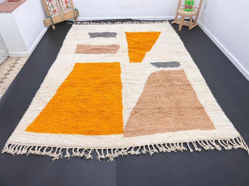 Orange and biege 🧡 rug| soft wool |customize your size