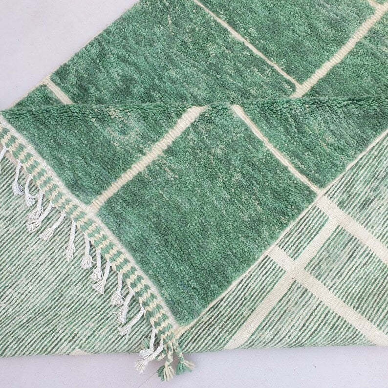 Green azilal carpet| soft wool |customize your size| moroccan rug