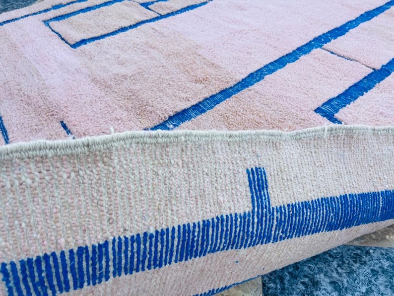 Pink/blue mrirt carpet| soft wool |customize your size| moroccan rug