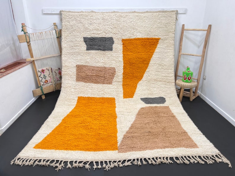 Orange and biege 🧡 rug| soft wool |customize your size