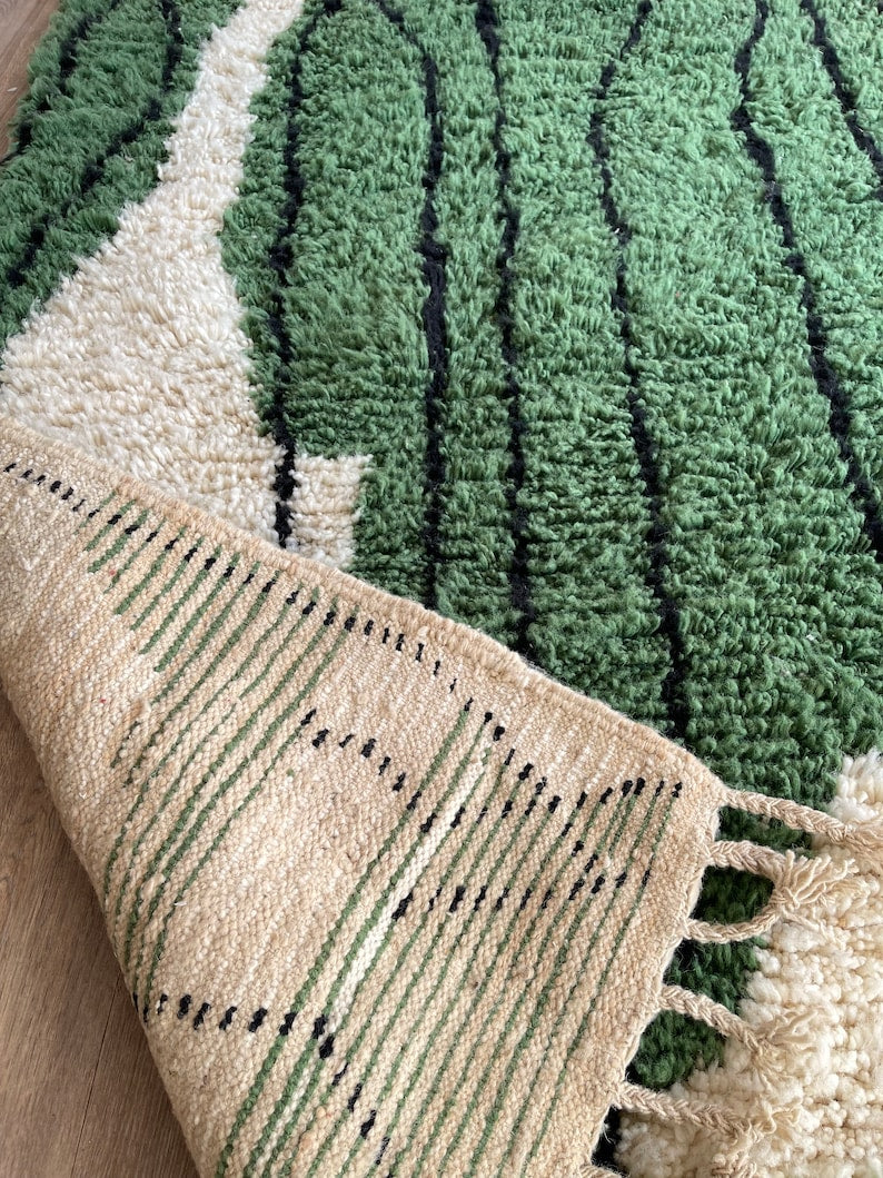 Green beni ouarine rug| soft wool |customize your size