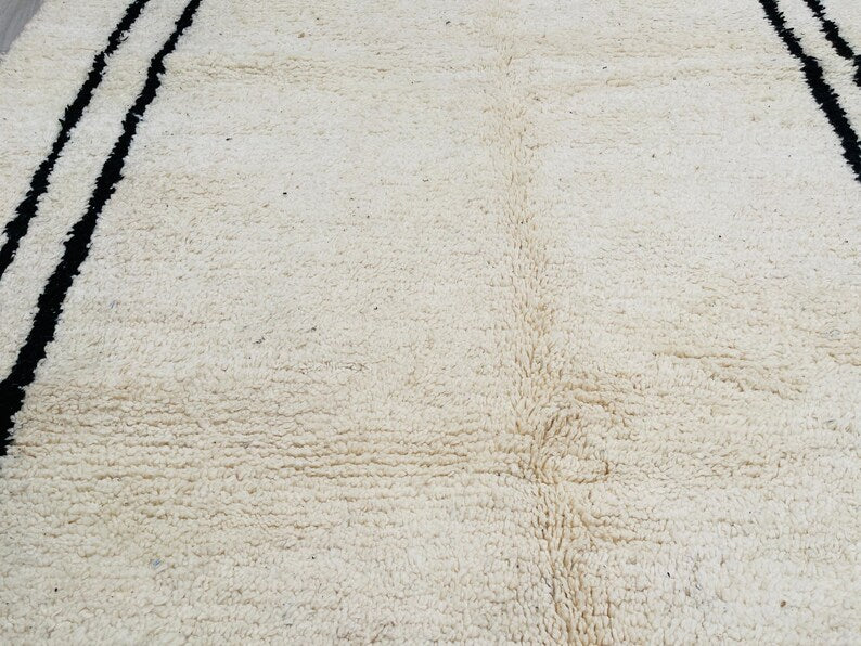 White and black rectangle carpet| soft wool |customize your size| moroccan rug