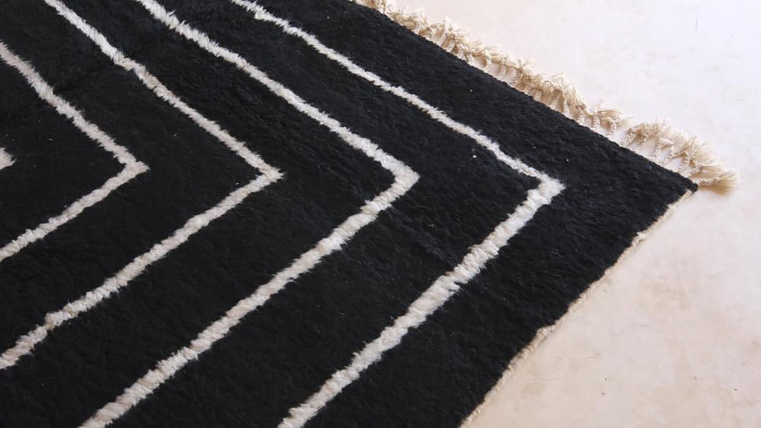 Black beni ouraine carpet| soft wool |customize your size| moroccan rug