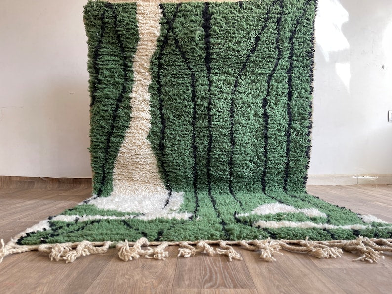 Green beni ouarine rug| soft wool |customize your size