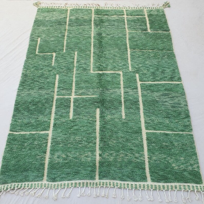 Green azilal carpet| soft wool |customize your size| moroccan rug