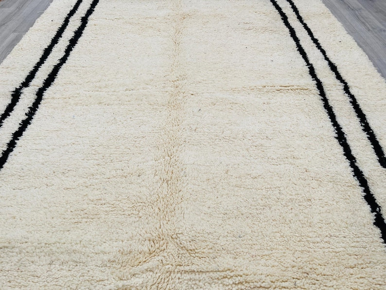 White and black rectangle carpet| soft wool |customize your size| moroccan rug