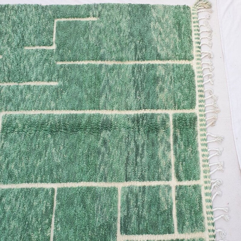 Green azilal carpet| soft wool |customize your size| moroccan rug