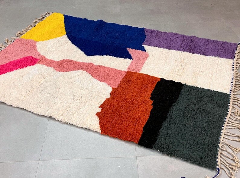 Multicolore azilal carpet| soft wool |customize your size| moroccan rug