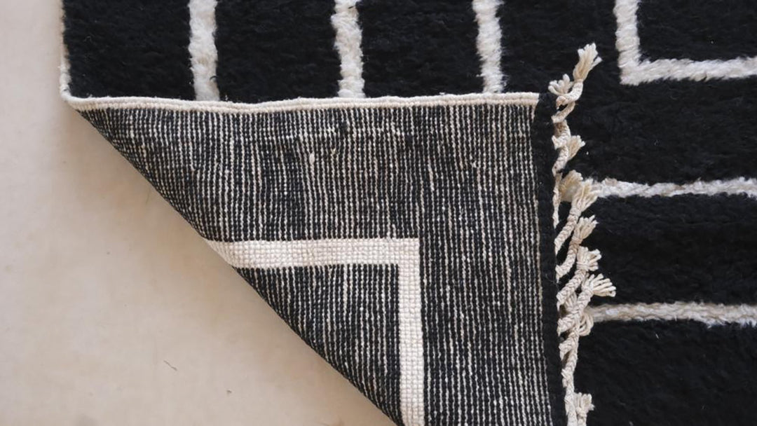 Black beni ouraine carpet| soft wool |customize your size| moroccan rug