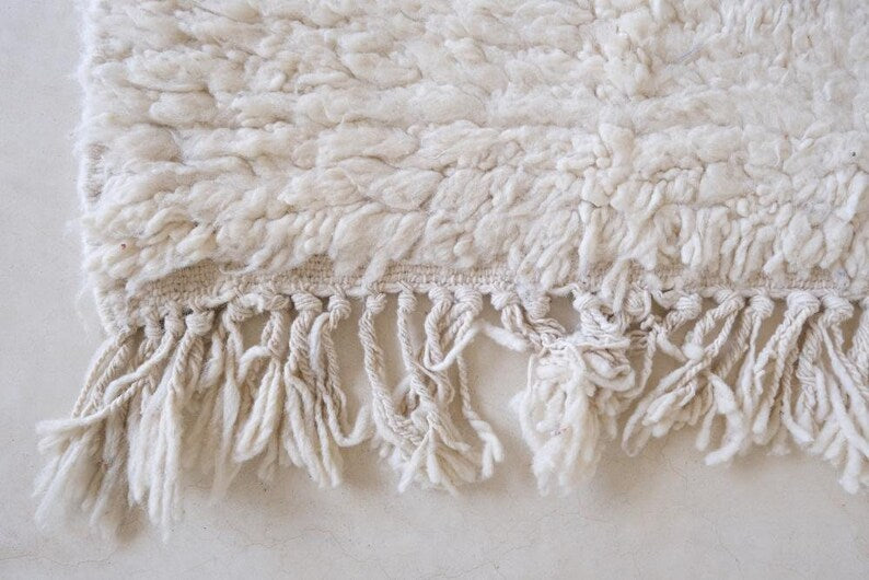 White moroccan handmade carpet| soft wool |customize your size| moroccan rug