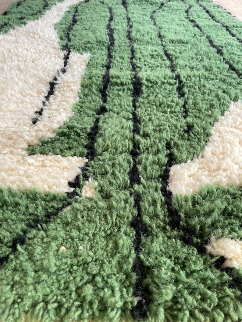 Green beni ouarine rug| soft wool |customize your size