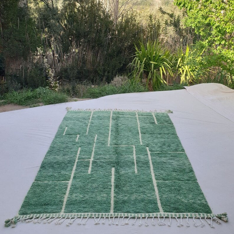 Green azilal carpet| soft wool |customize your size| moroccan rug