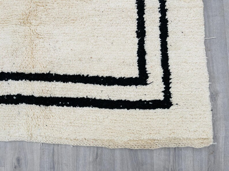 White and black rectangle carpet| soft wool |customize your size| moroccan rug