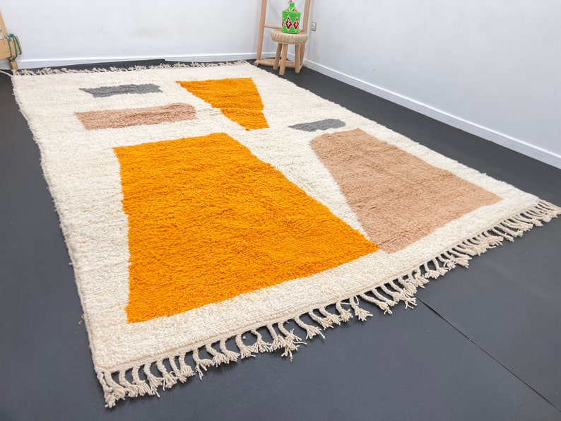 Orange and biege 🧡 rug| soft wool |customize your size