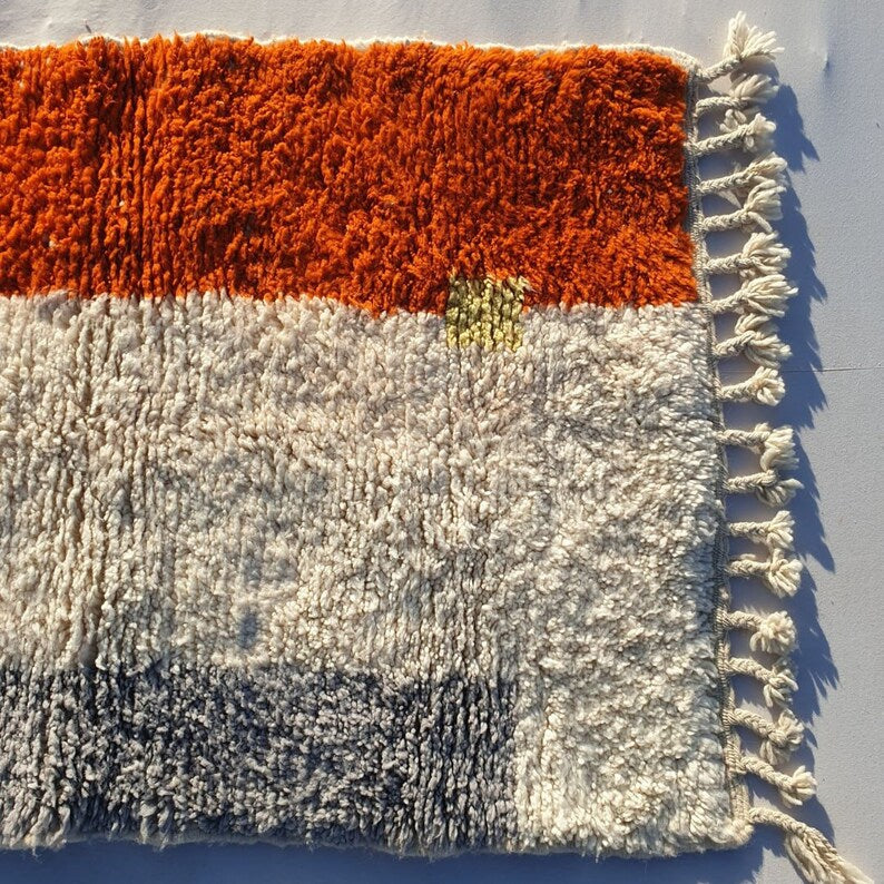Orange, white, pink and grey azilal carpet| soft wool |customize your size| moroccan rug
