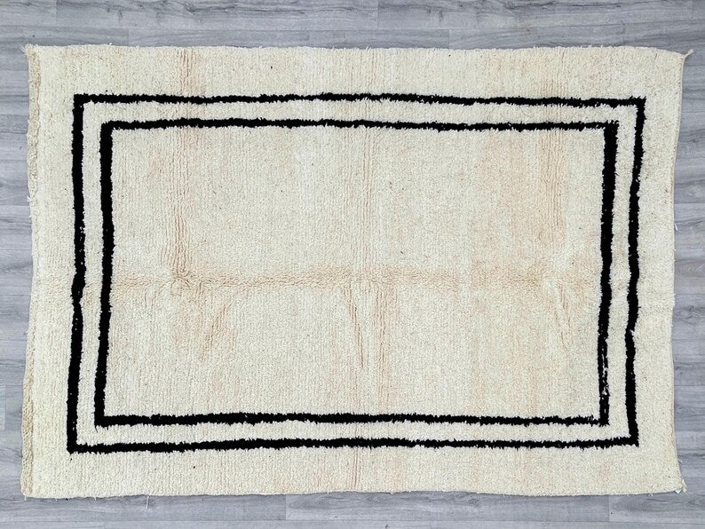 White and black rectangle carpet| soft wool |customize your size| moroccan rug