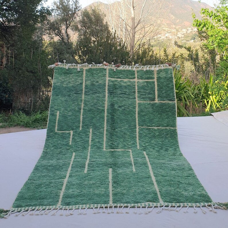 Green azilal carpet| soft wool |customize your size| moroccan rug