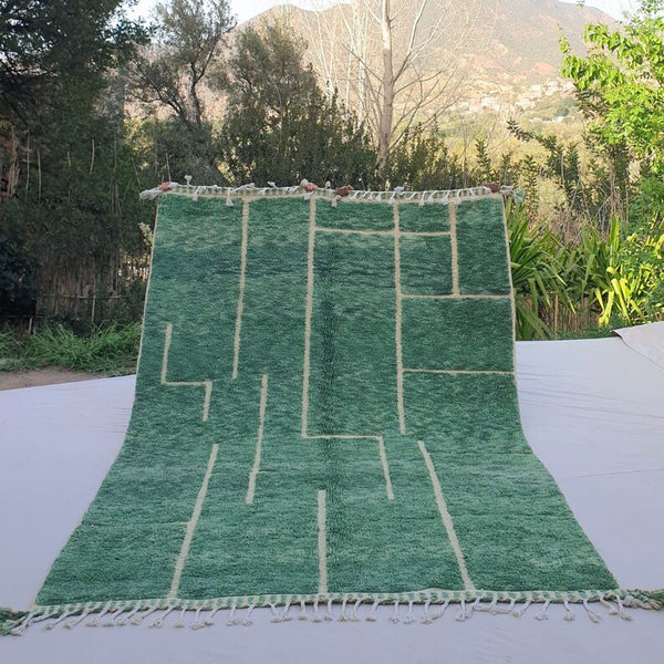 Green azilal carpet| soft wool |customize your size| moroccan rug