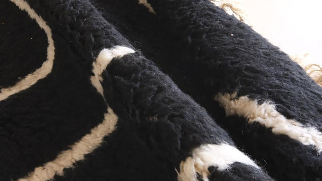 Black beni ouraine carpet| soft wool |customize your size| moroccan rug