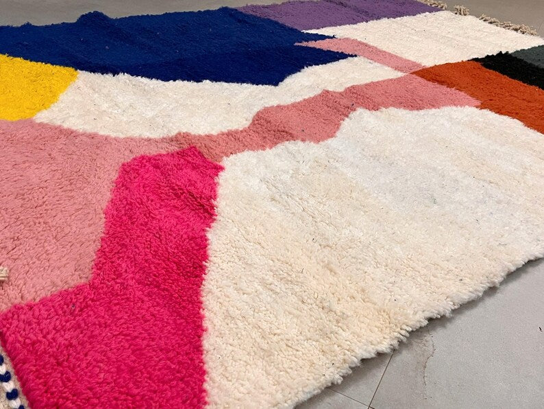 Multicolore azilal carpet| soft wool |customize your size| moroccan rug
