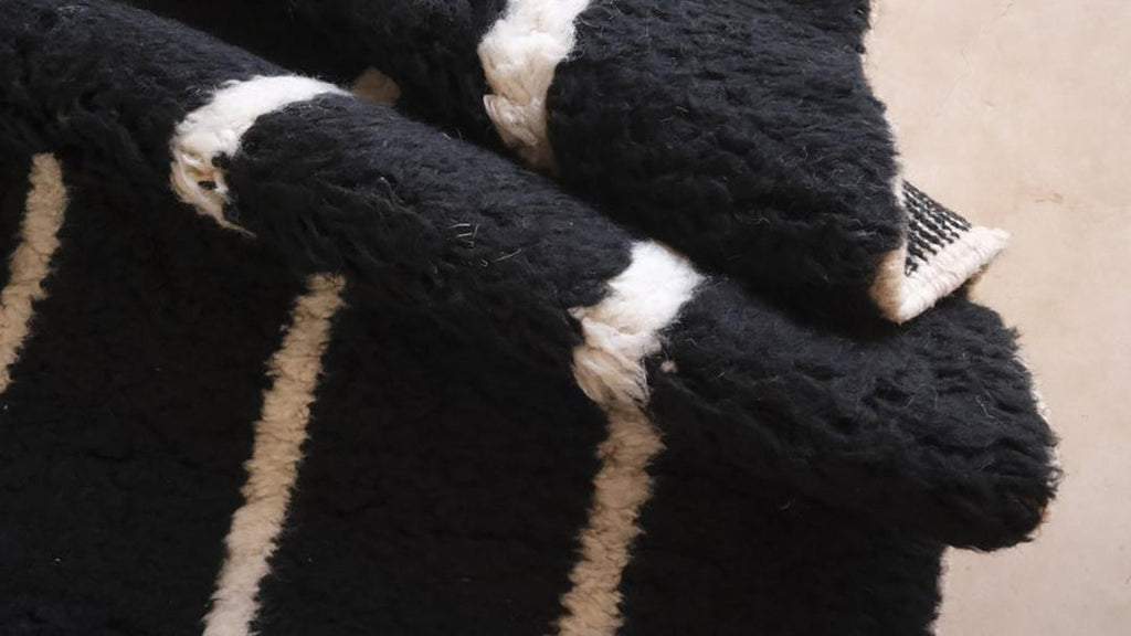 Black beni ouraine carpet| soft wool |customize your size| moroccan rug