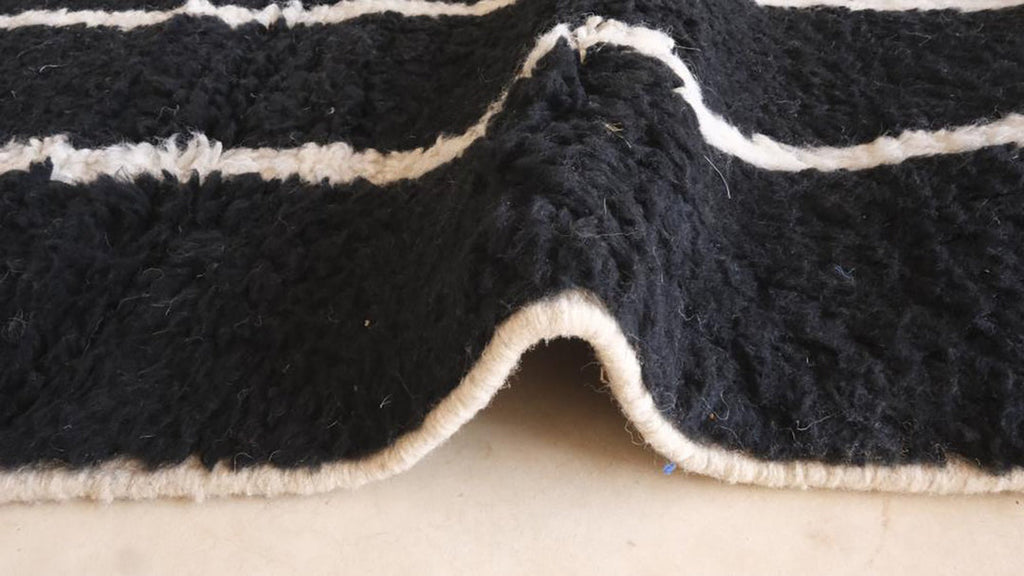 Black beni ouraine carpet| soft wool |customize your size| moroccan rug
