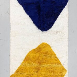 mrirt rug - Moroccan rug - Custom size rug - Yellow blue and white