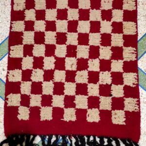 Moroccan Azilal Rug – Absolutely Unique from the High Atlas 3.3ftx2.6ft | 80 cm x 100 cm  | White and red