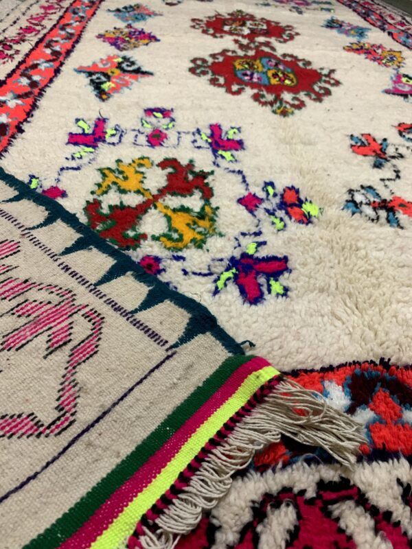 Colorful Moroccan Azilal Rug – Absolutely Unique from the High Atlas 5ftx10ft| 300 cm x 150 cm | White – Colorful - Image 2