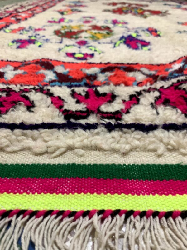 Colorful Moroccan Azilal Rug – Absolutely Unique from the High Atlas 5ftx10ft| 300 cm x 150 cm | White – Colorful - Image 5