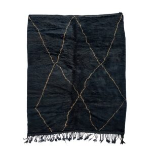 Beni ourain rug - Moroccan rug - Custom size rug - Inky-Hued Berber Carpet