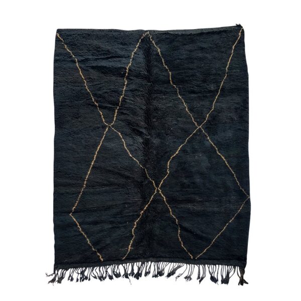 Beni ourain rug - Moroccan rug - Custom size rug - Inky-Hued Berber Carpet