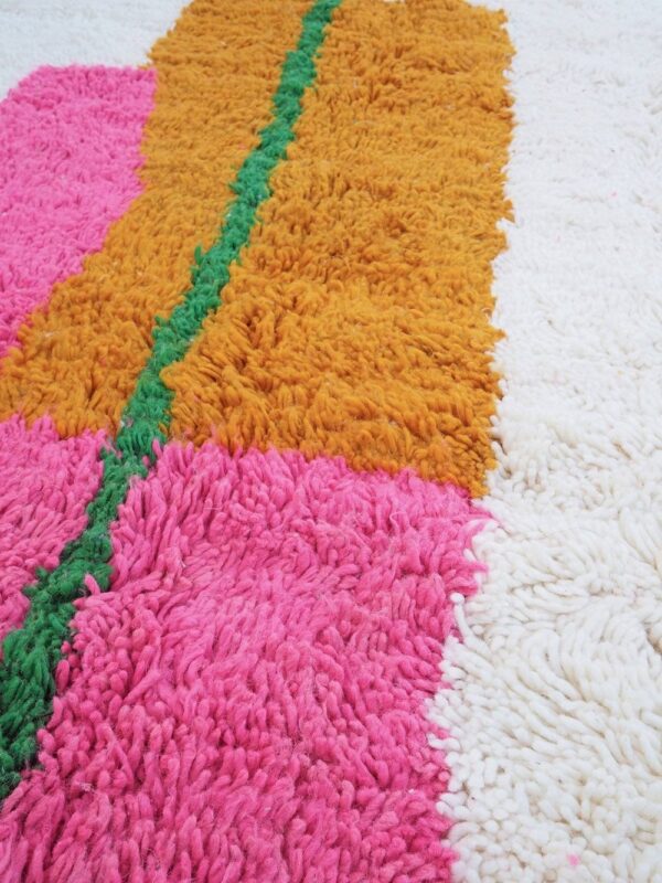 Beni ourain rug - Moroccan colorful rug - Custom size rug - pink green white and red orange - Image 4