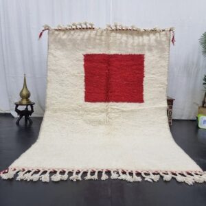 Beni Ourain rug - Moroccan rug - Custom size rug - red and white