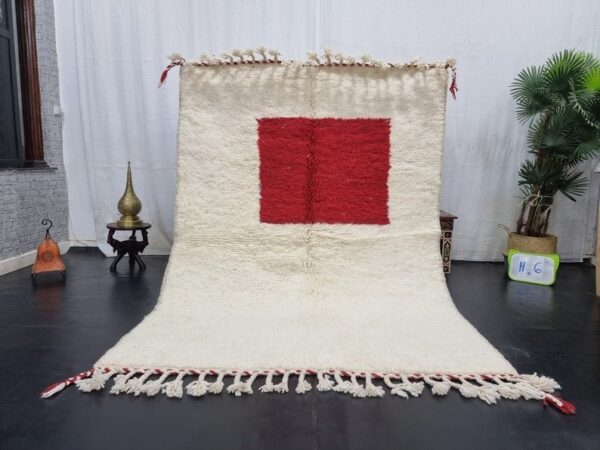 Beni Ourain rug - Moroccan rug - Custom size rug - red and white