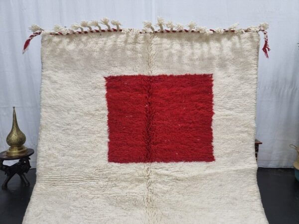 Beni Ourain rug - Moroccan rug - Custom size rug - red and white - Image 7