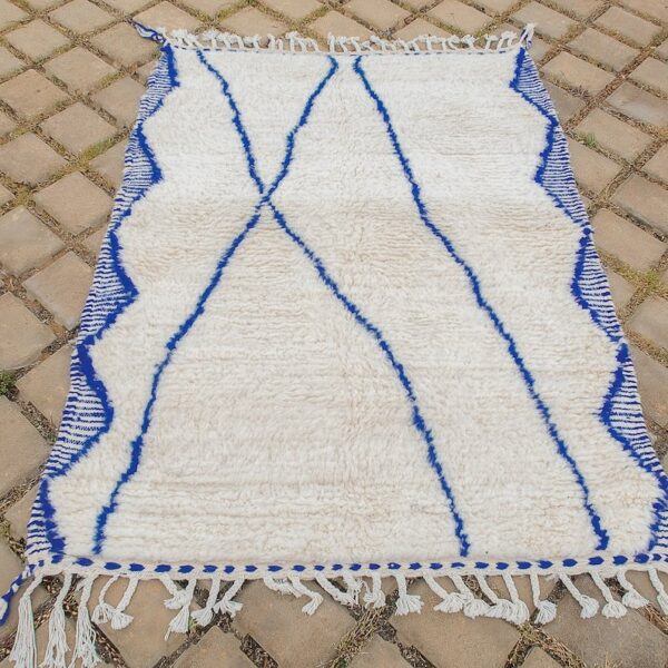Beni ourain rug - Moroccan rug - Custom size rug - blue and white - Image 7