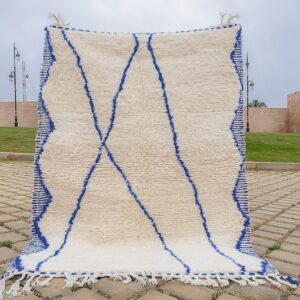 Beni ourain rug - Moroccan rug - Custom size rug - blue and white