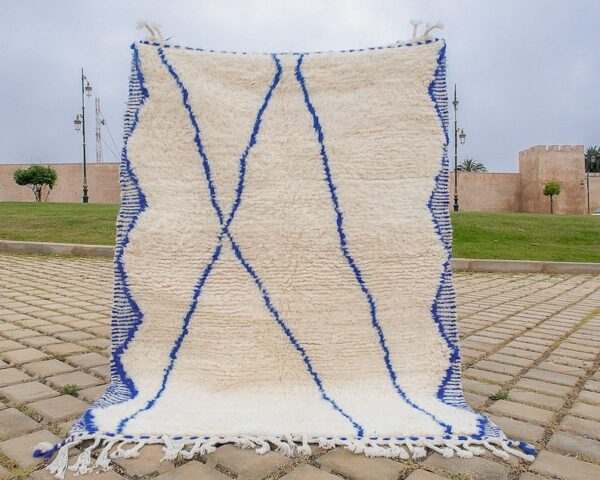 Beni ourain rug - Moroccan rug - Custom size rug - blue and white