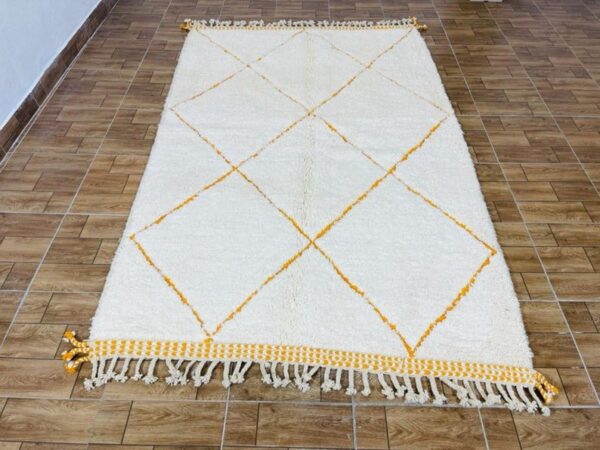 Beni ourain rug - Moroccan rug - Custom size rug -Gold and white - Image 3