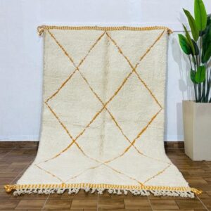 Beni ourain rug - Moroccan rug - Custom size rug -Gold and white